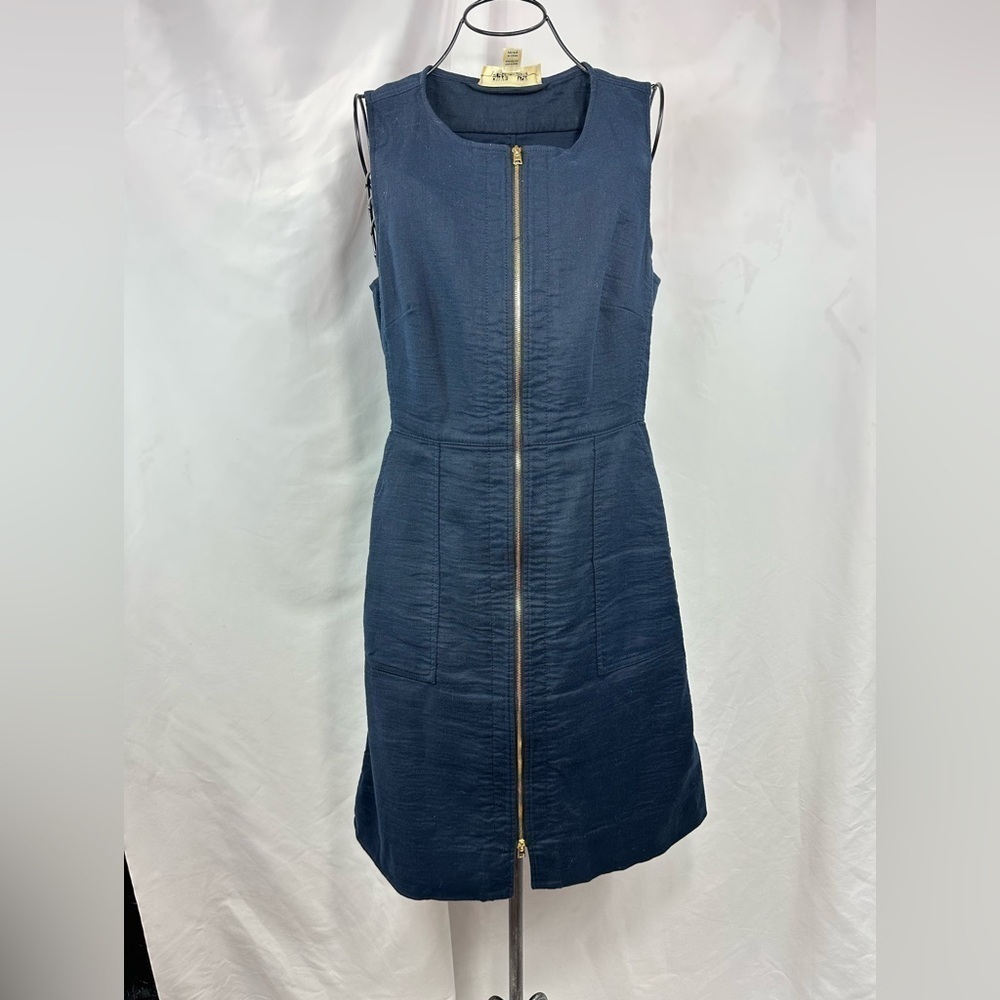 Diane Von Furstenberg blue cotton linen midi dress size 6